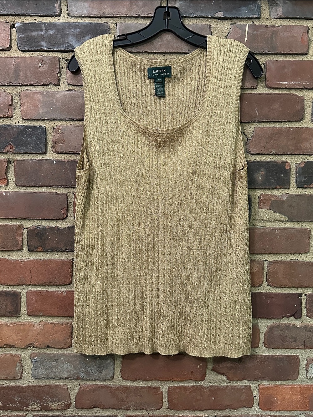 LAUREN RALPH LAUREN gold metallic knit top plus size 3X